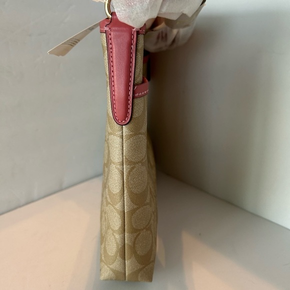 Coach NWT Signature Print with Rose Colored Trim Crossbody - Picture 3 of 9